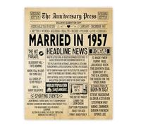Stuff4 69th Anniversary Poster Unframed - Married In 1957 Newspaper - 69 Wedding Anniversary for Men Women Retro Vintage Gifts Back In 1957, 8x10 Inch Anniversaries Posters