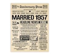 Stuff4 68th Anniversary Poster Unframed - Married In 1957 Newspaper - Happy 68th Wedding Anniversary for Men Women Vintage Gifts Retro Back In 1957, 8x10 Inch Sixty-Eighth Anniversaries Posters