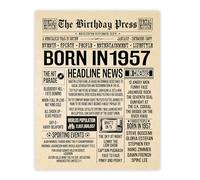 Stuff4 69th Birthday Poster Unframed - Born In 1957 Newspaper - Happy 69th Birthday Gifts for Men Women Vintage Retro Back In 1957, 8x10 Inch Bday Party Decor Decoration
