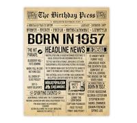 Stuff4 68th Birthday Poster Unframed - Born In 1957 Vintage Newspaper - Happy 68th Birthday Gifts for Women Men Retro Back In 1957, 8x10 Inch Sixty-Eight Sixty-Eighth Decor Decoration Bday Party