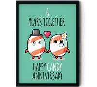 Stuff4 6th Anniversary Poster Framed - 6 Years Together - Happy 6th Wedding Anniversary Cute Gifts for Husband Boyfriend Girlfriend Companion Partner Wife, 8x10 Inch Anniversaries Posters