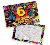 Stuff4 6th Birthday Party Invitations Kids, Comic Book Style 28 Pack