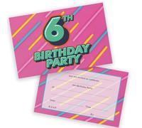 Stuff4 6th Birthday Party Invitations Kids, Funky Colours 20 Pack
