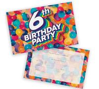 6th Birthday Party Invitations Kids - Rainbow Balloons 20 Pack - Childrens Birthday Invitations for Boys/Girls A6 Bday Party Invites Invitation Cards with Folding Envelopes