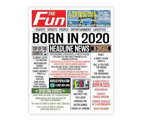 Stuff4 6th Birthday Poster Unframed, Born In 2020 Newspaper
