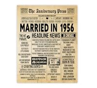 Stuff4 70th Anniversary Poster Unframed, Married In 1956 Newspaper