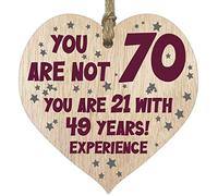 70th Birthday Gift For Women Men Wooden Heart Plaque, Light Wood Sign Keepsake, Happy Birthday Mum, Grandma, Dad, Husband, Wife, Uncle, Mum Gifts From Son, Nan, Grandad Birthday Present