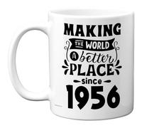 69th Birthday Mug Gift for Men Women - Making the World a Better Place Since 1956 - Happy 69 Birthday Gifts for Grandad Grandma Nan Retro Back In 1956 Age Sixty-Nine Bday, 11oz Ceramic Coffee Mugs