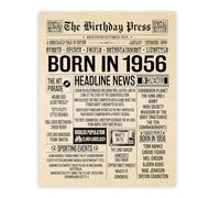Stuff4 70th Birthday Poster Unframed, Born In 1956 Newspaper