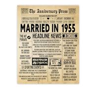 Stuff4 71st Anniversary Poster Unframed - Married In 1955 Newspaper - 71 Wedding Anniversary for Men Women Retro Vintage Gifts Back In 1955, 8x10 Inch Anniversaries Posters