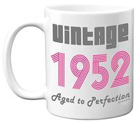 Stuff4 71st Birthday Gifts for Women and Men - 1952 Pink Vintage Coffee Mug, 11oz Ceramic Dishwasher Safe Premium Mugs, Best Friend Mug for Birthday Christmas, Funny 71st Birthday Gifts for Her Him