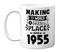 Stuff4 71st Birthday Mug Gift for Women and Men | Making The World a Better Place Since 1955, Happy 71 Birthday Gifts for Grandad Grandma Nan Retro Back in 1955 Age 71 Bday