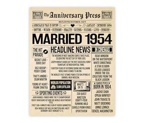 Stuff4 72nd Anniversary Poster Unframed - Married In 1954 Newspaper - Happy 72nd Wedding Anniversary for Men Women Vintage Gifts Retro Back In 1954, 8x10 Inch Anniversaries Posters