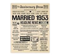 Stuff4 72nd Anniversary Poster Unframed - Married In 1953 Newspaper - Happy 72nd Wedding Anniversary for Men Women Vintage Gifts Retro Back In 1953, 8x10 Inch Seventy-Second Anniversaries Posters