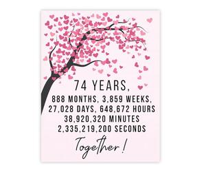 Stuff4 74th Anniversary Poster Unframed - 74 Years 888 Months - Happy 74th Wedding Anniversary Cute Gifts for Partner Wife Companion Husband, 8x10 Inch Anniversaries Posters