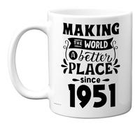 74th Birthday Mug Gift for Men Women - Making the World a Better Place Since 1951 - Happy 74 Birthday Gifts for Grandad Grandma Nan Retro Back In 1951 Age Seventy-Four Bday, 11oz Ceramic Coffee Mugs