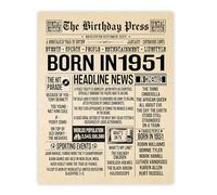 Stuff4 74th Birthday Poster Unframed - Born In 1951 Newspaper - Happy 74th Birthday Gifts for Men Women Vintage Retro Back In 1951, 8x10 Inch Seventy-Four Seventy-Fourth Bday Party Decor Decoration
