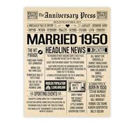Stuff4 75th Anniversary Poster Unframed - Married In 1950 Newspaper - Happy 75th Wedding Anniversary for Men Women Vintage Gifts Retro Back In 1950, 8x10 Inch Seventy-Fifth Anniversaries Posters