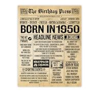 Stuff4 75th Birthday Poster Unframed - Born In 1950 Vintage Newspaper - Happy 75th Birthday Gifts for Women Men Retro Back In 1950, 8x10 Inch Seventy-Five Seventy-Fifth Decor Decoration Bday Party