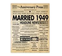 Stuff4 77th Anniversary Poster Unframed - Married In 1949 Newspaper - Happy 77th Wedding Anniversary for Men Women Vintage Gifts Retro Back In 1949, 8x10 Inch Anniversaries Posters