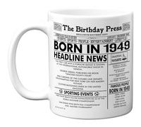 Stuff4 76th Birthday Mug Gift for Men Women - Born in 1949 Newspaper - Happy 76 Birthday Gifts for Grandad Grandma Nan Vintage Retro Back in 1949 Age Seventy-Six Bday, 11oz Ceramic Coffee Mugs