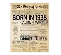 Stuff4 77th Birthday Poster Unframed, Born In 1938 Vintage Newspaper