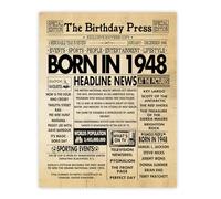 Stuff4 77th Birthday Poster Unframed - Born In 1948 Newspaper - Happy 77th Birthday Gifts for Men Women Vintage Retro Back In 1948, 8x10 Inch Seventy-Seven Seventy-Seventh Bday Party Decor Decoration
