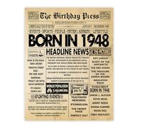 Stuff4 77th Birthday Poster Unframed - Born In 1948 Vintage Newspaper - Happy 77th Birthday Gifts for Women Men Retro Back In 1948, 8x10 Inch Seventy-Seven Seventy-Seventh Decor Decoration Bday Party