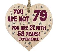 79th Birthday Gift For Women Men Wooden Heart Plaque, Light Wood Sign Keepsake, Happy Birthday Mum, Grandma, Dad, Husband, Wife, Uncle, Mum Gifts From Son, Nan, Grandad Birthday Present