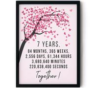 Stuff4 7th Anniversary Poster Framed - 7 Years 84 Months - Happy 7th Wedding Anniversary Cute Gifts for Boyfriend Girlfriend Husband Companion Wife Partner, 8x10 Inch Anniversaries Posters