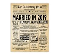 Stuff4 7th Anniversary Poster Unframed - Married In 2019 Newspaper - 7 Wedding Anniversary for Men Women Retro Vintage Gifts Back In 2019, 8x10 Inch Anniversaries Posters