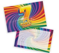 7th Birthday Party Invitations Kids - Now It's Party Time 36 Pack - Childrens Birthday Invitations for Boys/Girls A6 Bday Party Invites Invitation Cards with Folding Envelopes