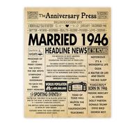 Stuff4 80th Anniversary Poster Unframed, Married In 1946 Newspaper