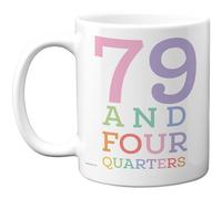 Stuff4 80th Birthday Mug, 79 and Four Quarters Pastel Numbers