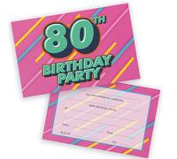 Stuff4 80th Birthday Party Invitations Women and Men, Funky Colours 20 Pack