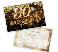 80th Birthday Party Invitations Men Women - Gold Confetti 20 Pack - Adults Birthday Invitations for Friends Family A6 Bday Party Invites Invitation Cards with Folding Envelopes
