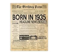 Stuff4 80th Birthday Poster Unframed, Born In 1935 Vintage Newspaper