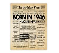 Stuff4 80th Birthday Poster Unframed - Born In 1946 Newspaper - Happy 80th Birthday Gifts for Men Women Vintage Retro Back In 1946, 8x10 Inch Bday Party Decor Decoration