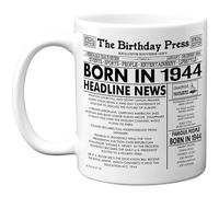 Stuff4 81st Birthday Mug Gift for Men Women - Born in 1944 Newspaper - Happy 81 Birthday Gifts for Grandad Grandma Nan Vintage Retro Back in 1944 Age Eighty-One Bday, 11oz Ceramic Coffee Mugs