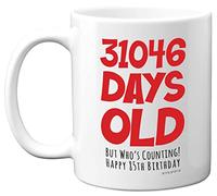 85th Birthday Mug Gift for Men Women Him Her - 31046 Days Old - Funny Adult Eighty-Five Eighty-Fifth Happy Birthday Present for Dad Mum Grandma Nan Great Grandad, 11oz Ceramic Dishwasher Safe Mugs