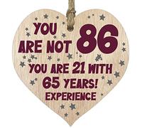 86th Birthday Gift For Women Men Wooden Heart Plaque, Light Wood Sign Keepsake, Happy Birthday Mum, Grandma, Dad, Husband, Wife, Uncle, Mum Gifts From Son, Nan, Grandad Birthday Present