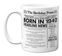 Stuff4 86th Birthday Mug Gift for Women and Men, Born in 1940 Newspaper