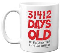 86th Birthday Mug Gift for Men Women Him Her - 31412 Days Old - Funny Adult Eighty-Six Eighty-Sixth Happy Birthday Present for Dad Mum Grandma Nan Great Grandad, 11oz Ceramic Dishwasher Safe Mugs