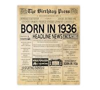 Stuff4 90th Birthday Poster Unframed, Born In 1936 Vintage Newspaper
