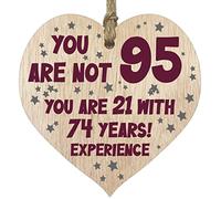Stuff4 95th Birthday Gift For Women Men Wooden Heart Plaque, Light Wood Sign Keepsake, Happy Birthday Mum, Grandma, Dad, Husband, Wife, Uncle, Mum Gifts From Son, Nan, Grandad Birthday Present
