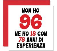 Stuff4 96th Birthday Card for Men Women - Not 96, I'm 18 with 78 Experience - Happy Birthday Cards for 96 Year Old Great Grandad 145mm 96th Birthday Card