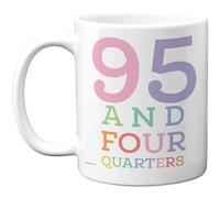 Stuff4 96th Birthday Mug, 95 and Four Quarters Pastel Numbers Design