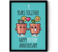 Stuff4 9th Anniversary Poster Framed - 9 Years Together - Happy 9th Wedding Anniversary Cute Gifts for Companion Partner Wife Husband Boyfriend Girlfriend, 8x10 Inch Anniversaries Posters