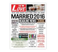 Stuff4 9th Anniversary Poster Unframed - Married In 2016 Newspaper - Happy 9th Wedding Anniversary for Men Women Vintage Retro Back In 2016, 8x10 Inch Ninth Anniversaries Posters