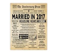 Stuff4 9th Anniversary Poster Unframed - Married In 2017 Newspaper - 9 Wedding Anniversary for Men Women Retro Vintage Gifts Back In 2017, 8x10 Inch Anniversaries Posters